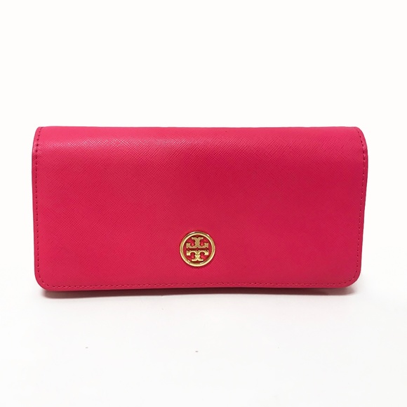 Tory Burch Robinson Pink Saffiano Leather Wallet - Picture 1 of 8